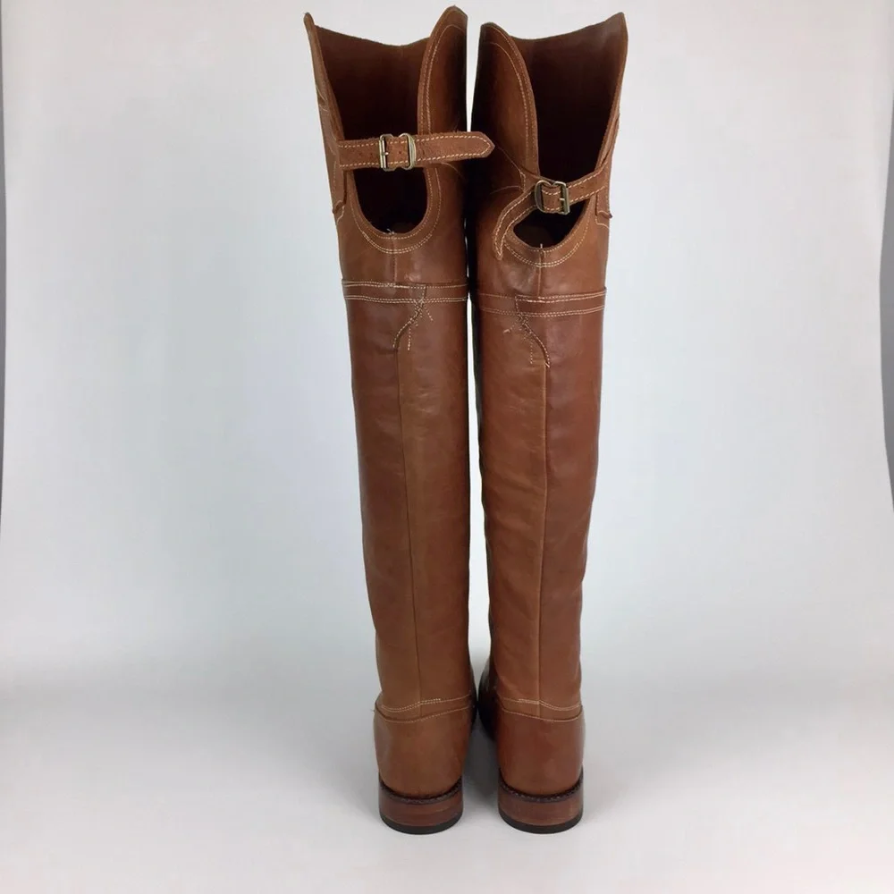 Timberland Lucille Flat Tall Knee Boots Tan Leather 6